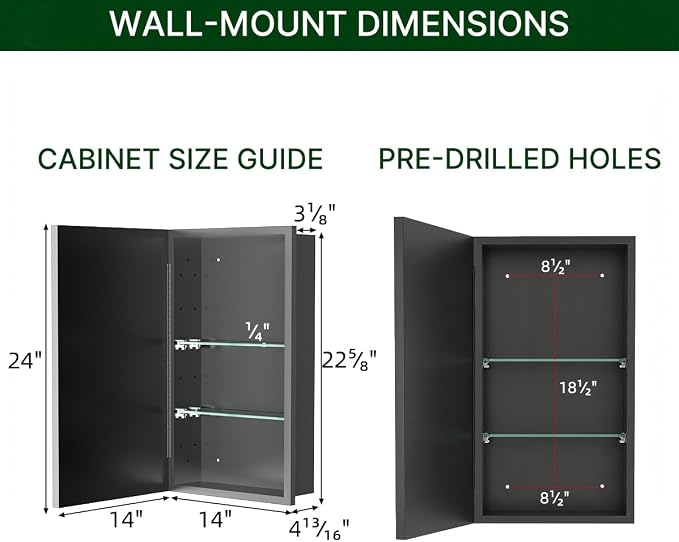 Buruis 14 x 24 Inch Framed Medicine Cabinet Mirror - Image 2