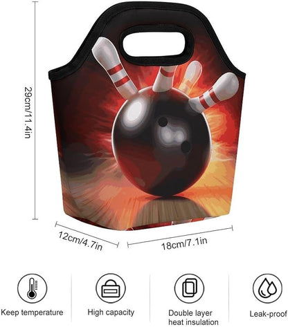 Bowling Ball Lunch Bag Cooler Bag Tote Bags | Reusable Portable Lunch Box - Image 2