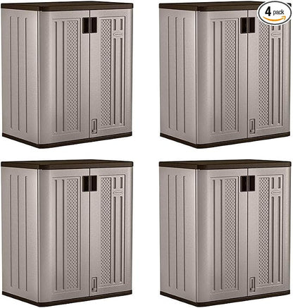 Suncast 4 Pack 9 Cu. Ft. Base Storage Cabinet, Resin Garage Organizer, Platinum by Suncast
