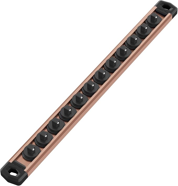 WORKPRO Magnetic Socket Organizer, 1/4-Inch Drive Aluminum Alloy Socket Rail by WORKPRO