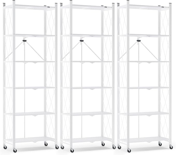 ALANNG 73.6 Inch Folding Bookshelf, 6 Tier Metal Bookcase and Bookshelves | by ALANNG