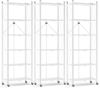 ALANNG 73.6 Inch Folding Bookshelf, 6 Tier Metal Bookcase and Bookshelves | by ALANNG