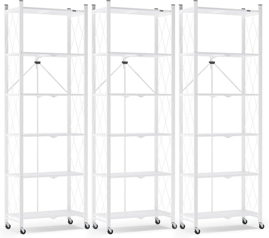 ALANNG 73.6 Inch Folding Bookshelf, 6 Tier Metal Bookcase and Bookshelves | by ALANNG