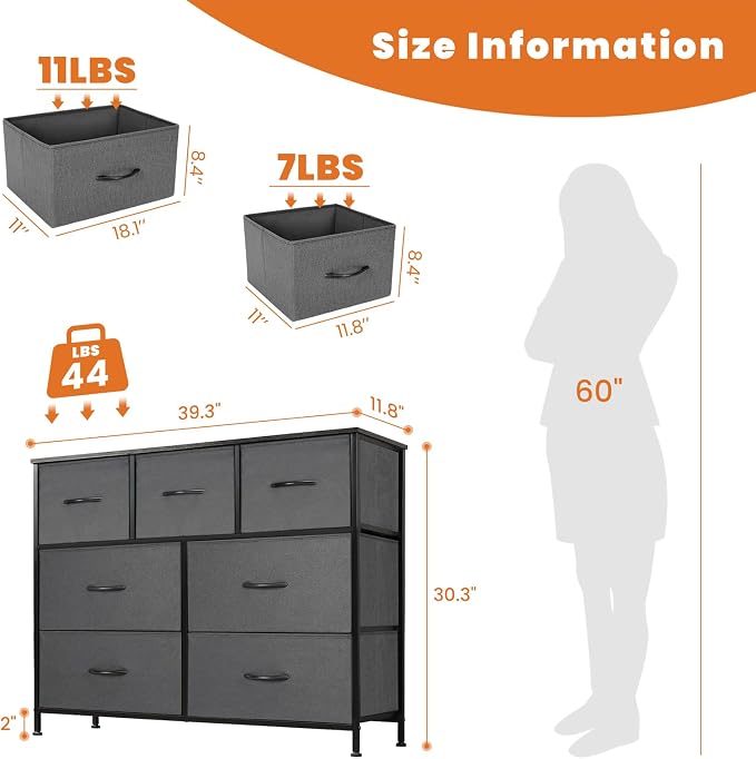 Sweetcrispy 7 Drawer Dresser Storage Organizer - Image 3