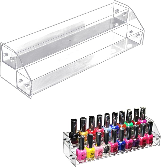 Nail Polish Organizer, 2 Tier Clear Acrylic Nail Polish Holder, Trapezoid Nail by Unknown