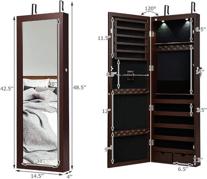 Giantex Jewelry Armoire Wall Door Mounted, Lockable Jewelry Cabinet - Image 7