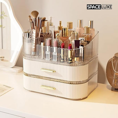 Makeup Organizer with Drawers and 360° Rotating Brush Holder, Large Capacity - Image 8