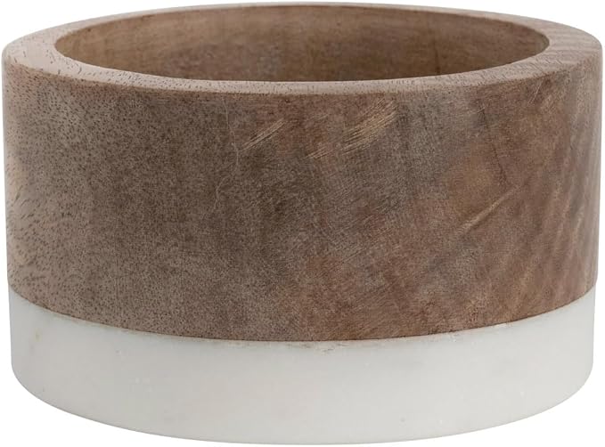 Creative Co-Op Mango Wood and Marble Bottle Holder - Image 3