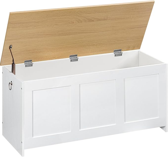 HOOBRO Storage Bench, 39.3" Retro Wooden Storage Chest, Wooden Storage Trunk by HOOBRO