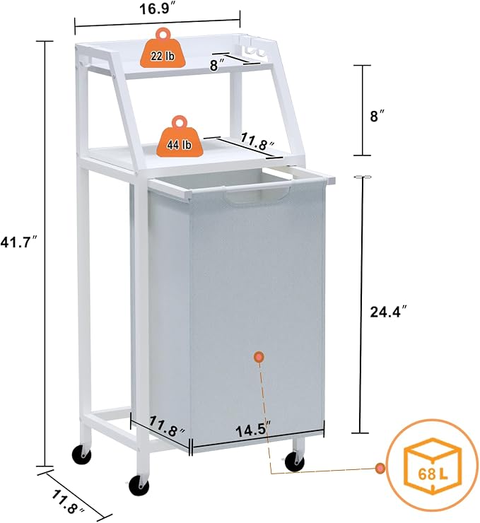 Laundry Hamper, Laundry Sorter, Rolling Laundry Basket - Image 7