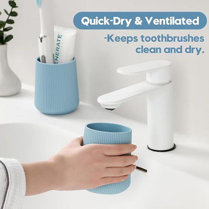 YAUKPH Light Blue Striped Toothbrush Holder - Image 4