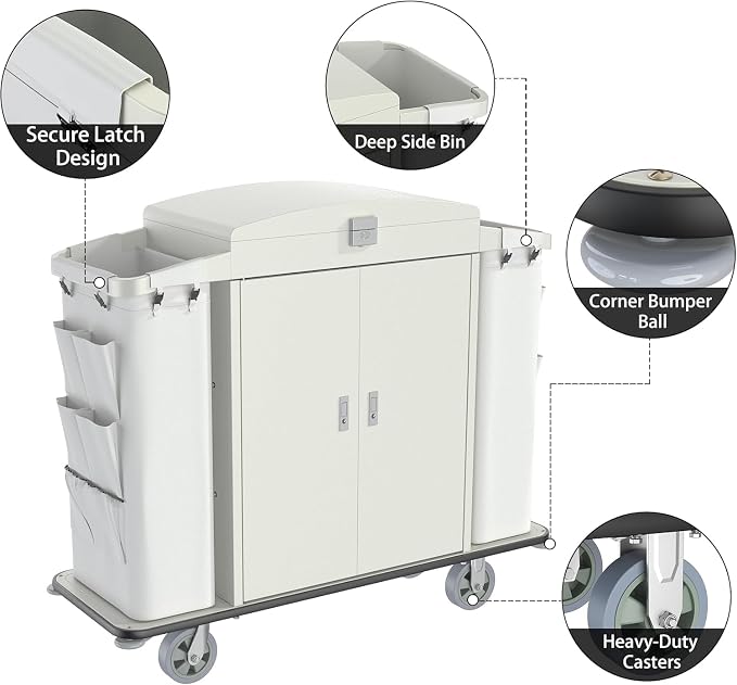 Heavy Duty Metal Housekeeping Janitorial Cart - Image 6