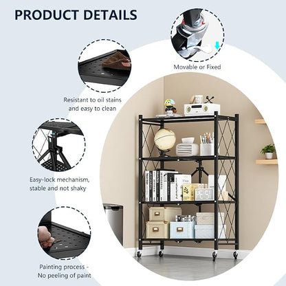Four-Layer Foldable Storage Metal Shelf - Image 5