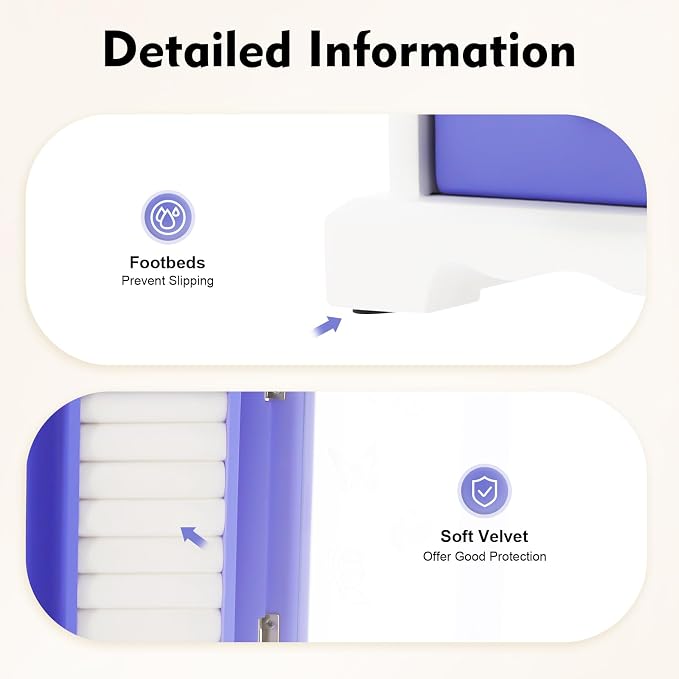 Purple Modern Jewelry Box with 4 Drawers, 360°Rotating Hook and Built-In Mirror - Image 6