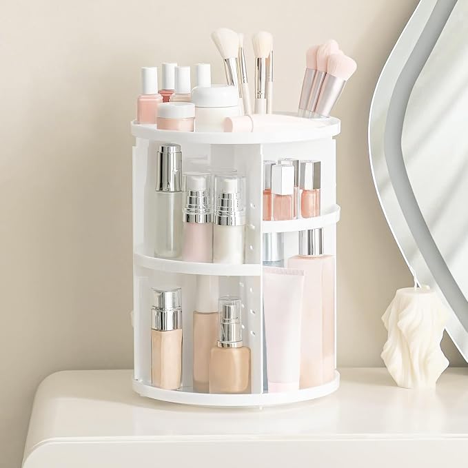 HBlife 360 Rotating Makeup Organizer Adjustable Carousel Large Capacity - Image 5