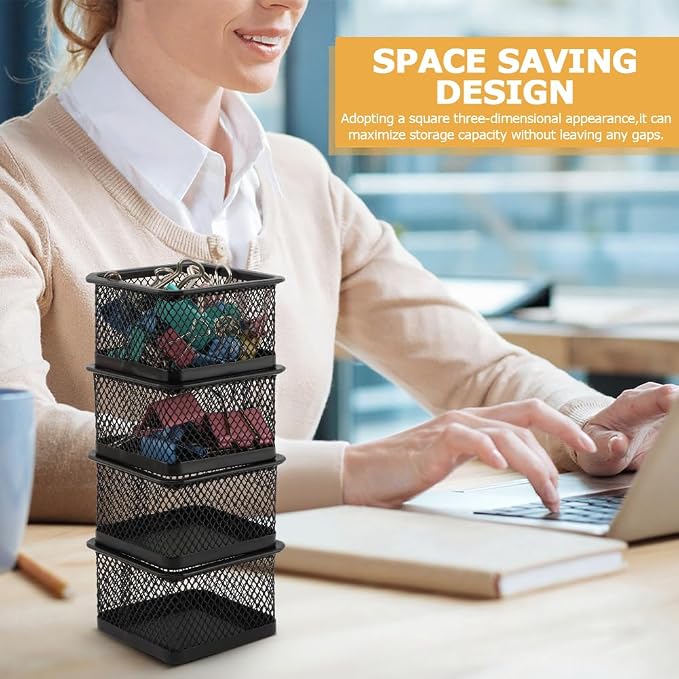 Paper Clip Holder for Desk, Paperclip Holders Mesh Paperclip Dispenser - Image 4