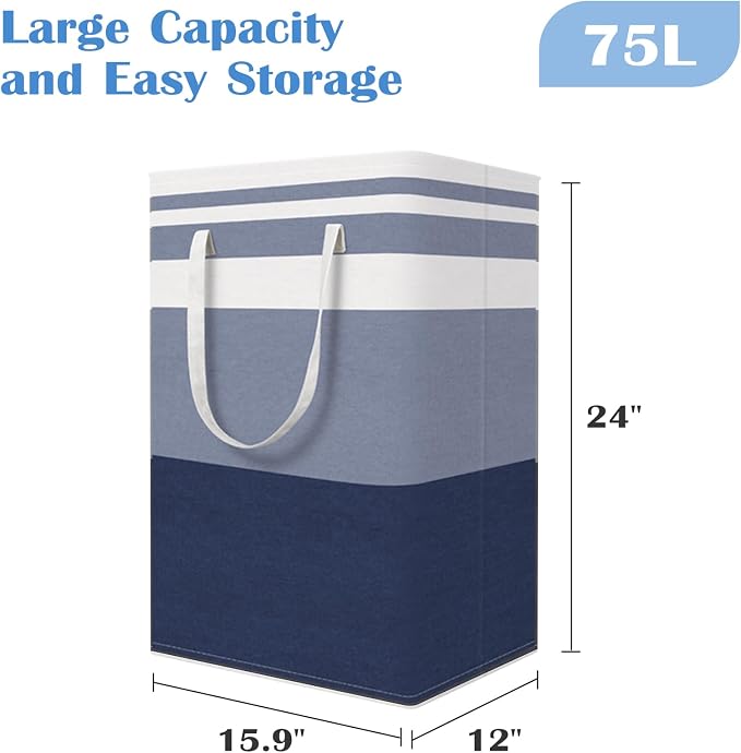 BlissTotes 3-Pack Laundry Basket, Freestanding＆Waterproof Laundry Hamper - Image 2