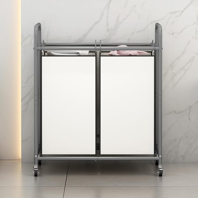 SUOERNUO Laundry Hamper Basket 2 Bag Laundry Sorter Cart - Image 3