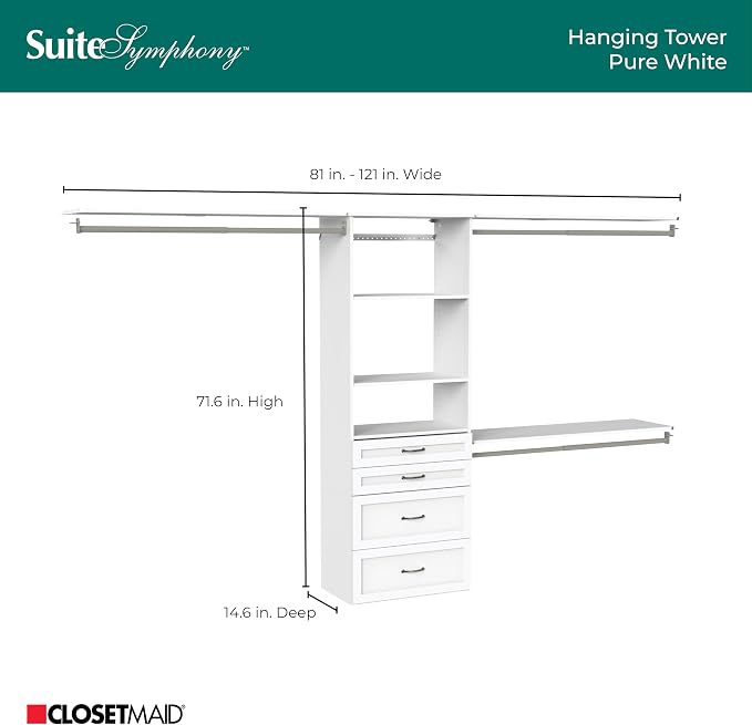 ClosetMaid SuiteSymphony Hanging Closet Kit Includes Tower, Closet Rods - Image 5