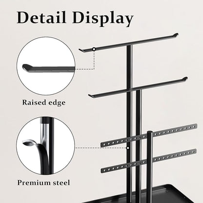 pickpiff Jewelry Stand Organizer, 12.5" Tall Sturdy Metal, 3-Tier Jewelry Holder - Image 6