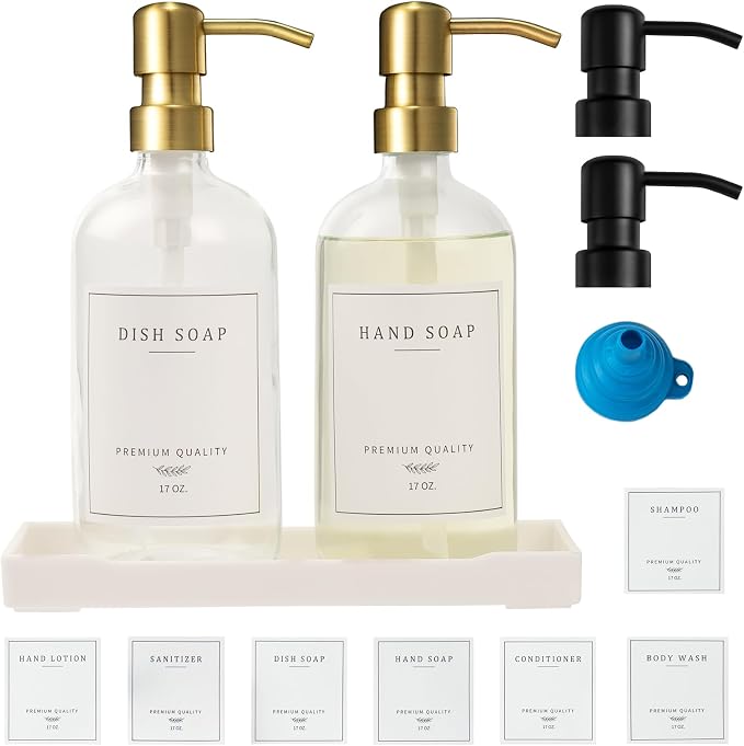 Glass Soap Dispenser for Kitchen, Farmhouse Dish Soap Dispenser&Hand Soap by Eggs+sound