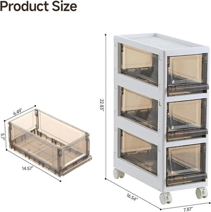 Plastic 3 Drawer Storage Organizer, Narrow Plastic Storage Drawers - Image 2