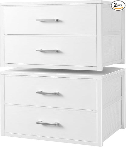 BOLUO Stackable Storage Drawers Closet Organizers and Storage Fabric White 2 by BOLUO