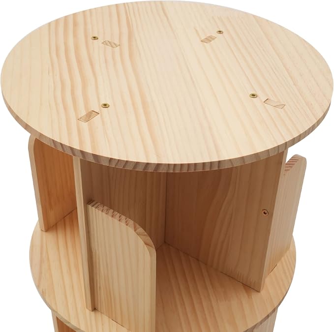 5-Tier Rotating Solid Wood Bookshelf - Image 4