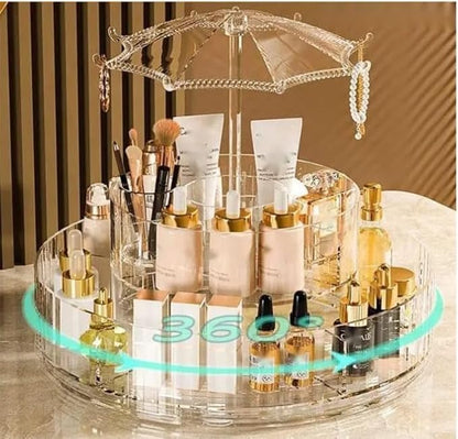 360° Rotating Acrylic Makeup Organizer Carousel - Image 3