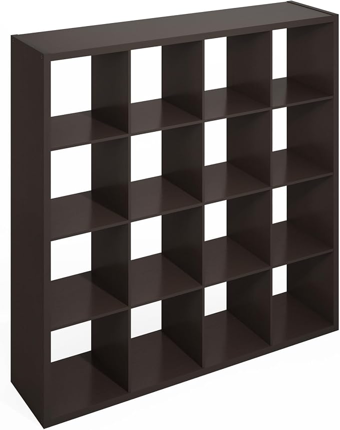 Furinno Simple 16-Cube Storage Organizer, Display Shelf, Dark Oak | Extra Thick - Image 7