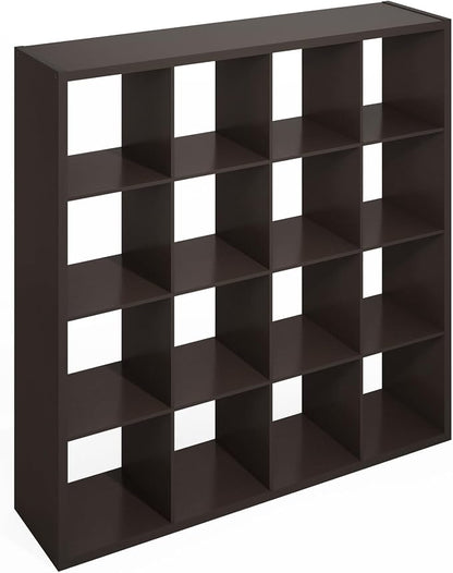 Furinno Simple 16-Cube Storage Organizer, Display Shelf, Dark Oak | Extra Thick - Image 7