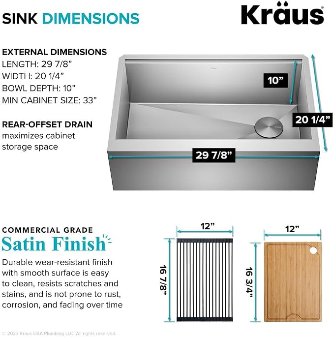 Kraus Kore 30-Inch Rounded Farmhouse Workstation - Image 5