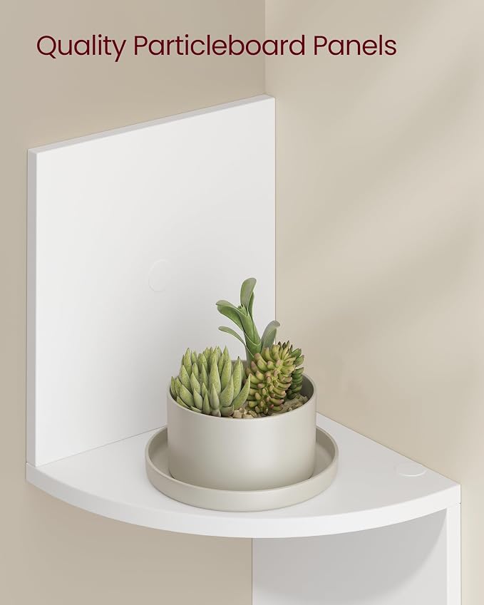 VASAGLE Corner Shelves Wall Mount, 4-Tier Floating Bookshelves, Cloud White - Image 6