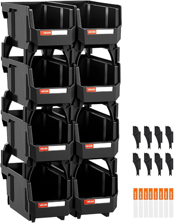 VEVOR Plastic Stackable Storage Bins, 10.9 x 5.5 x 5.1 inch, Plastic Containers - Image 9