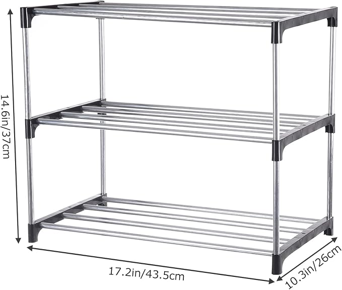 Small Shoe Rack, Narrow Stackable Shoe Shelf Organizer | - Image 3