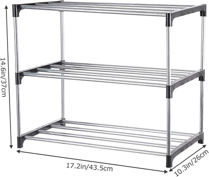 Small Shoe Rack, Narrow Stackable Shoe Shelf Organizer | - Image 3