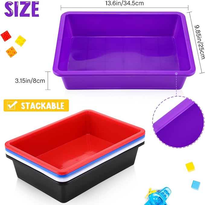 Hoteam 10 Pcs Flat Storage Organizer Tray Bin Paper Tray - Image 3