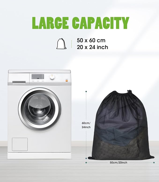 OTraki 20x24 inch Mesh Laundry Bags 2 Pack Fine Mesh Heavy Duty Drawstring Bag - Image 3