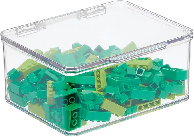 mDesign Plastic Playroom/Gaming Storage Organizer Box Containers, Hinged Lid by mDesign