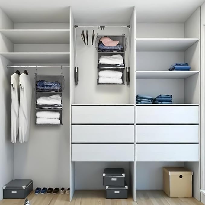 MAX Houser 3 Tier Shelf Hanging Closet Organizer, Closet Hanging Shelf - Image 7