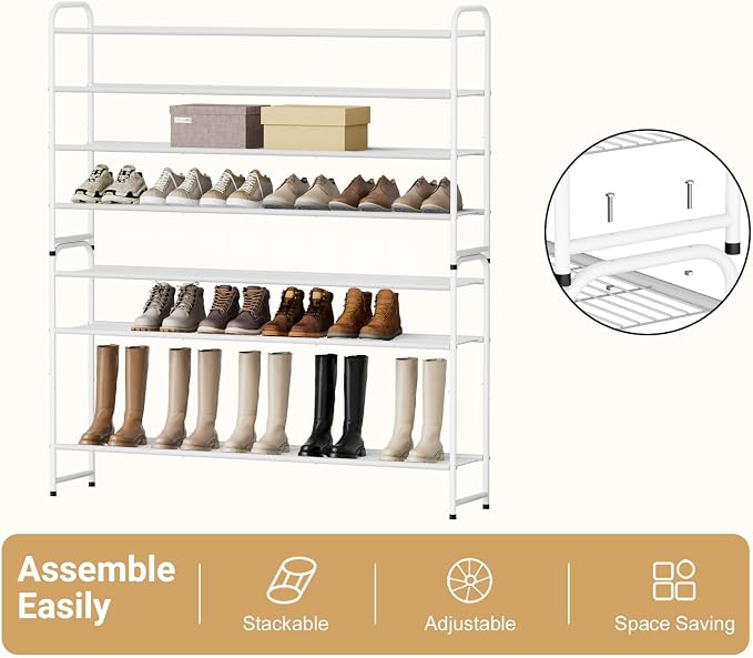 KEETDY 4-Tier Long Shoe Rack for Closet Floor, Wide Shoe Organizer Storage - Image 5