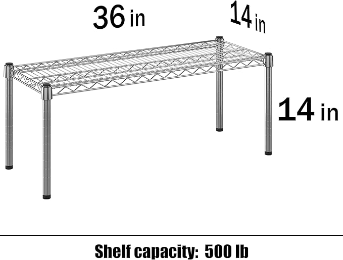 14" Deep x 36" Wide x 14" Height Wire Shelving Kit | 1-Tier | NSF Commercial - Image 3
