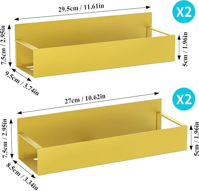 Metal Magnetic Spice Rack for Refrigerator Gold, 4 Pack | Magnetic Shelves - Image 7