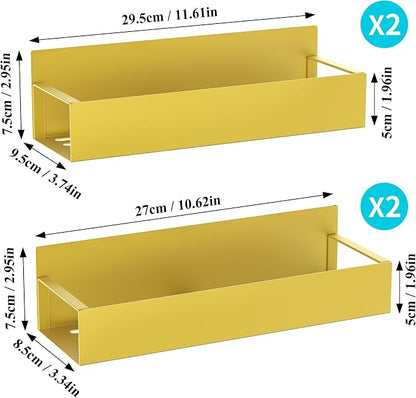 Metal Magnetic Spice Rack for Refrigerator Gold, 4 Pack | Magnetic Shelves - Image 7