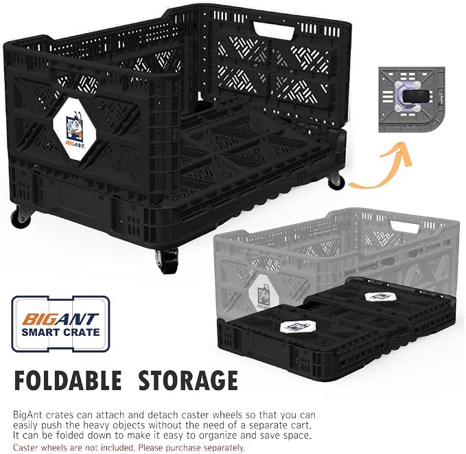 Bigant Heavy Duty Collapsible & Stackable Plastic Milk Crate - Image 3