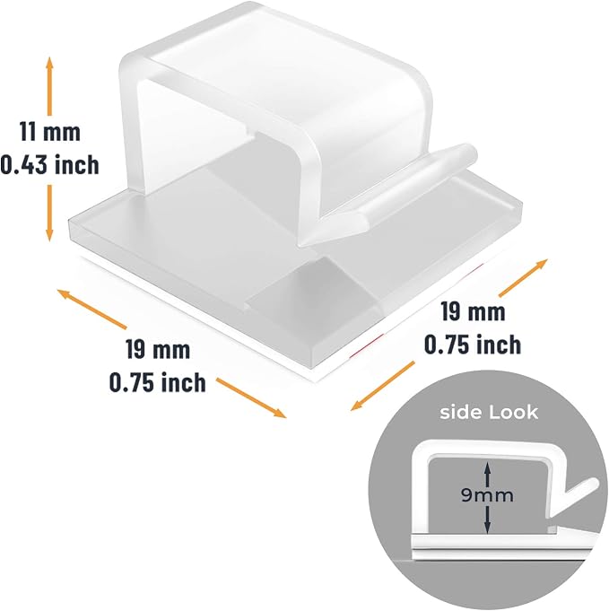 Cable Clips with Strong Self-Adhesive, XIAOXI R Shape Cable Management TV PC - Image 2