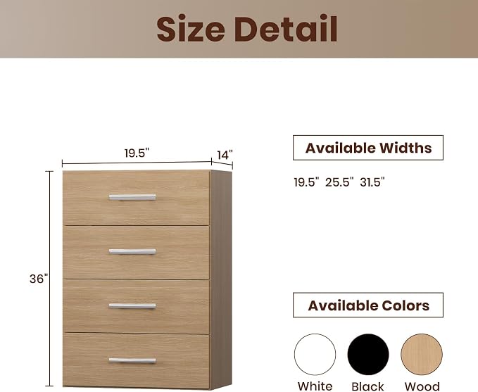 ROOMTEC 19.5" 4 Drawer Short Tower Closet Unit, Modular Closet System - Image 2