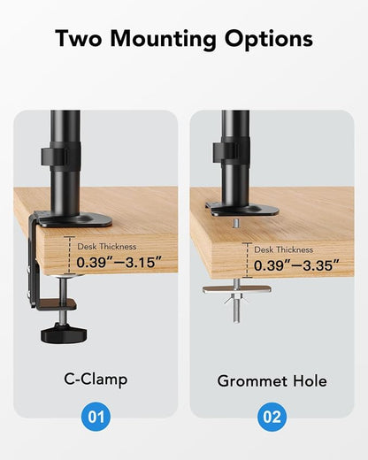 HUANUO Dual Monitor Mount up to 32 inches Screens, Taller Monitor Stand Hold - Image 7