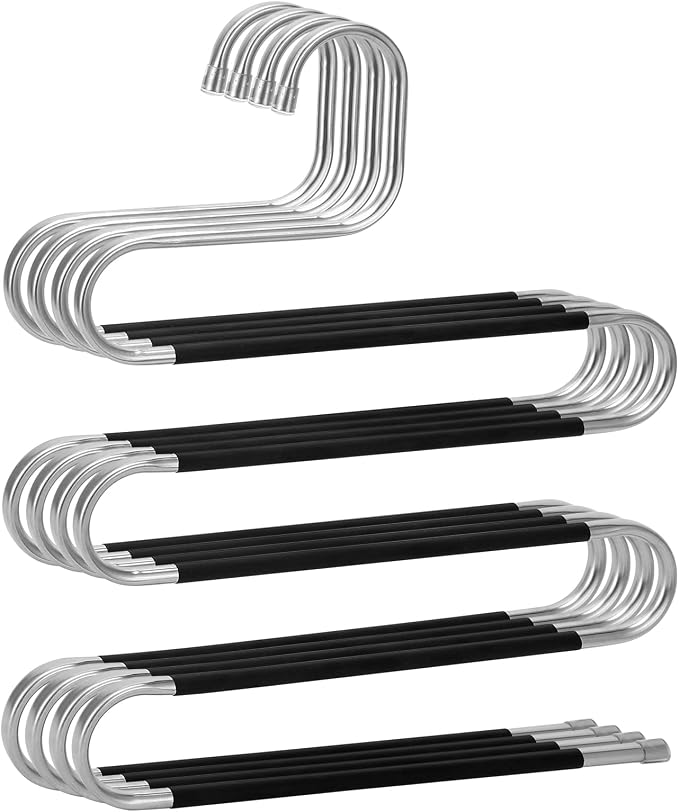 Pants Hangers Space Saving, 4 Pack Stainless Steel Non-Slip Hangers by Unknown