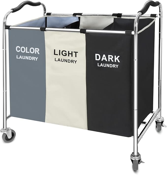 Laundry Basket with Wheels, 240L Laundry Hamper with 3 Clothes Hamper Bag - Image 6